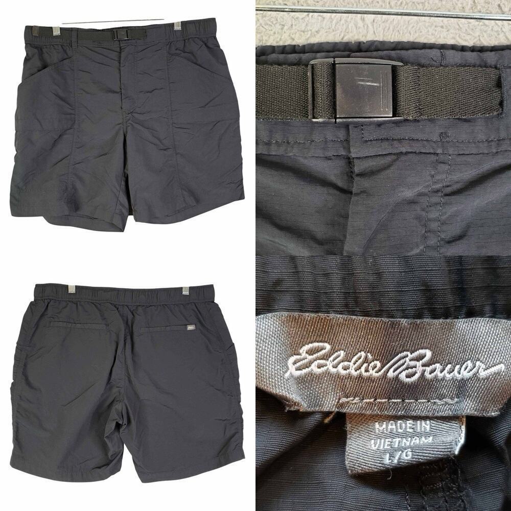 Eddie Bauer Cargo Shorts Pockets Hiking Men’s Size Large L Black Nylon